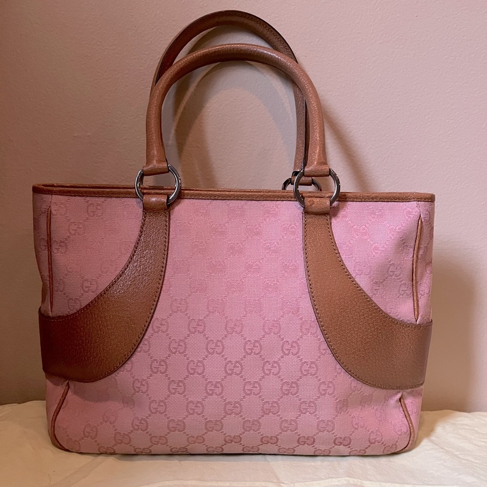 Gucci 🌷113011 GG Monogram Logo Pink Tote Handbag